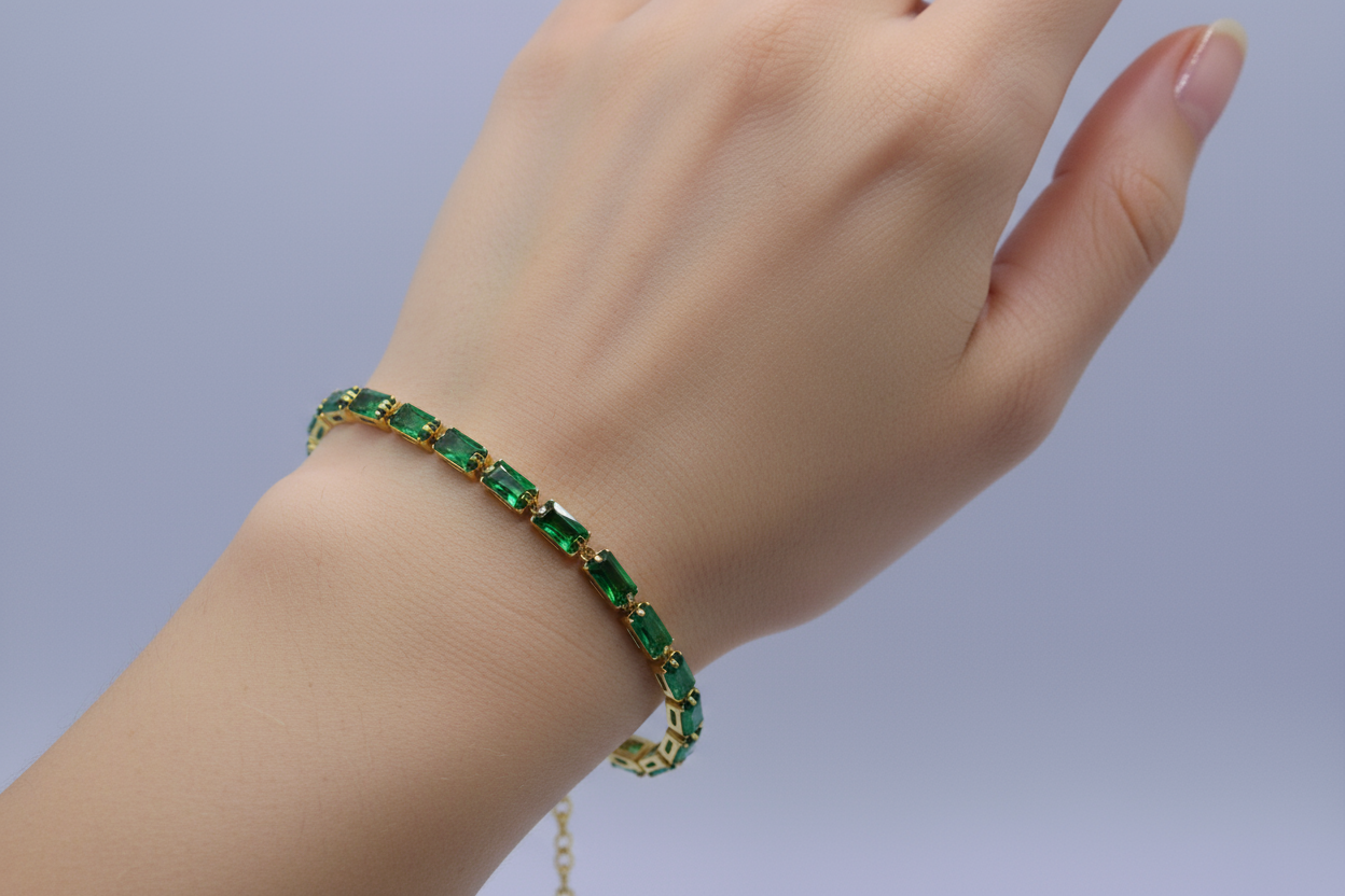 Gold & Green Channel Bracelet