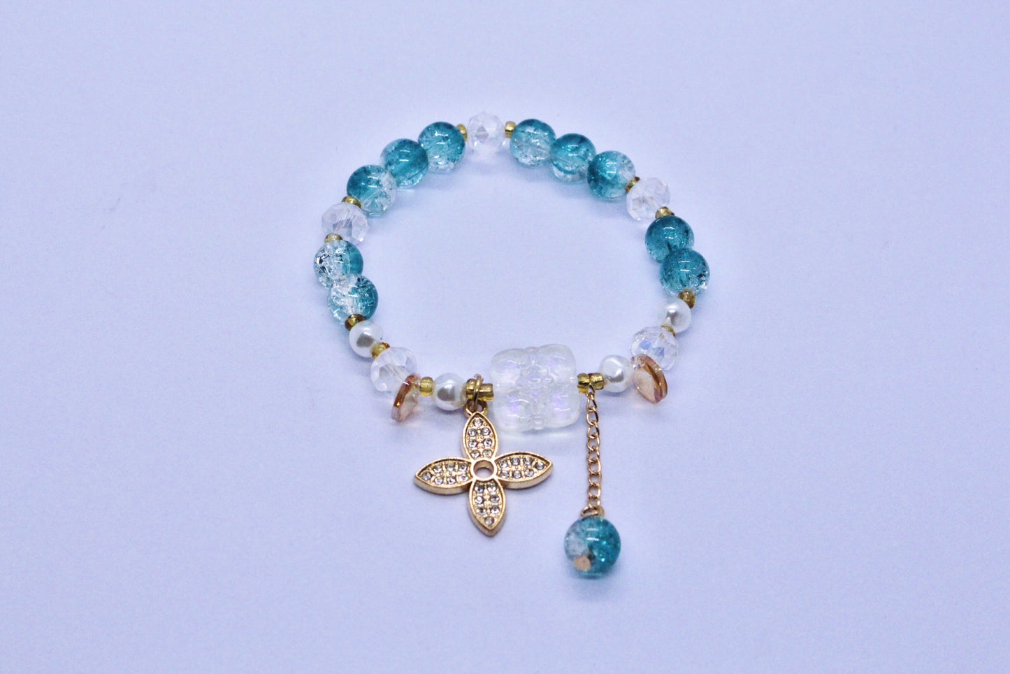 Blue Beads Charm Bracelet
