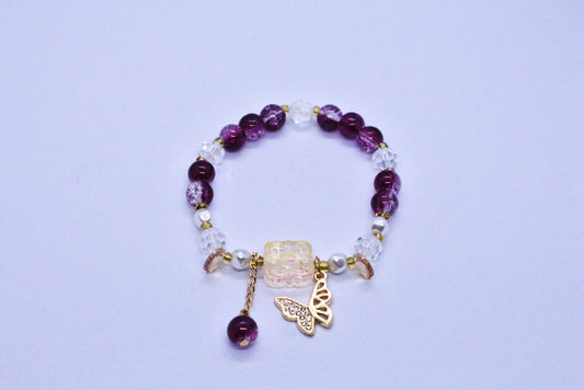 Violet Beads Charm Bracelet