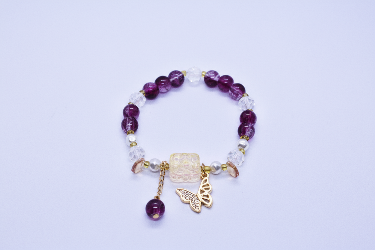 Violet Beads Charm Bracelet