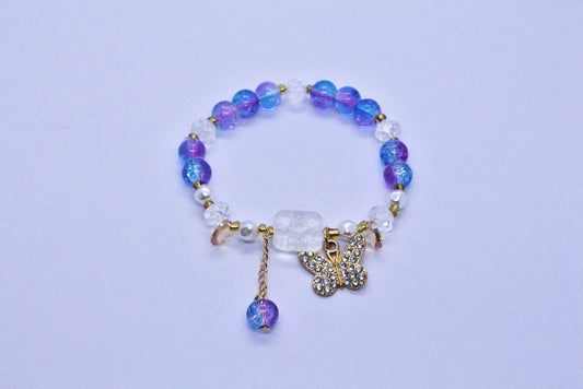 Blue & Purple Beads Charm Bracelet