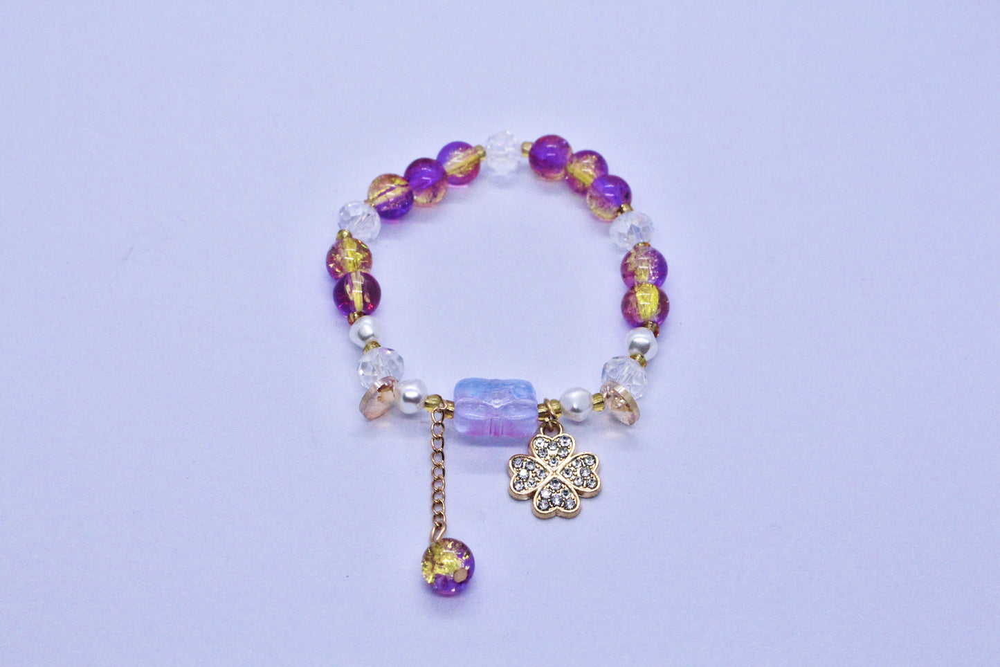 Purple Beads Charm Bracelet
