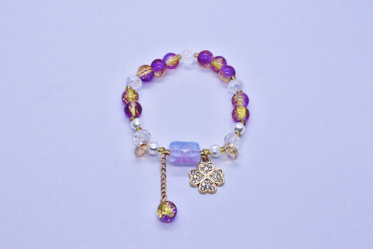 Purple Beads Charm Bracelet