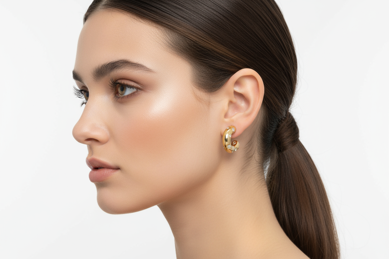 Gold & Diamond Half Hoops