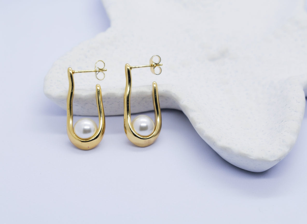 Gold Pearl Drop Danglers