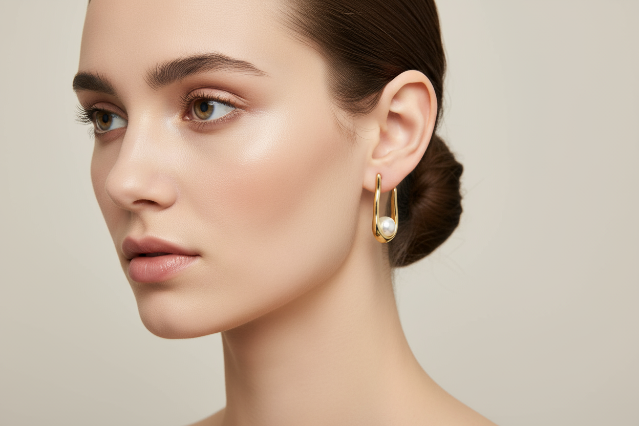 Gold Pearl Drop Danglers