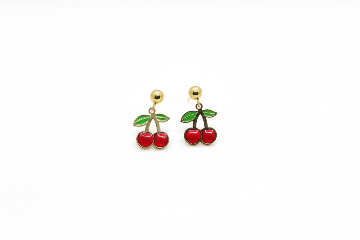 Mini Cherry Charm Earring