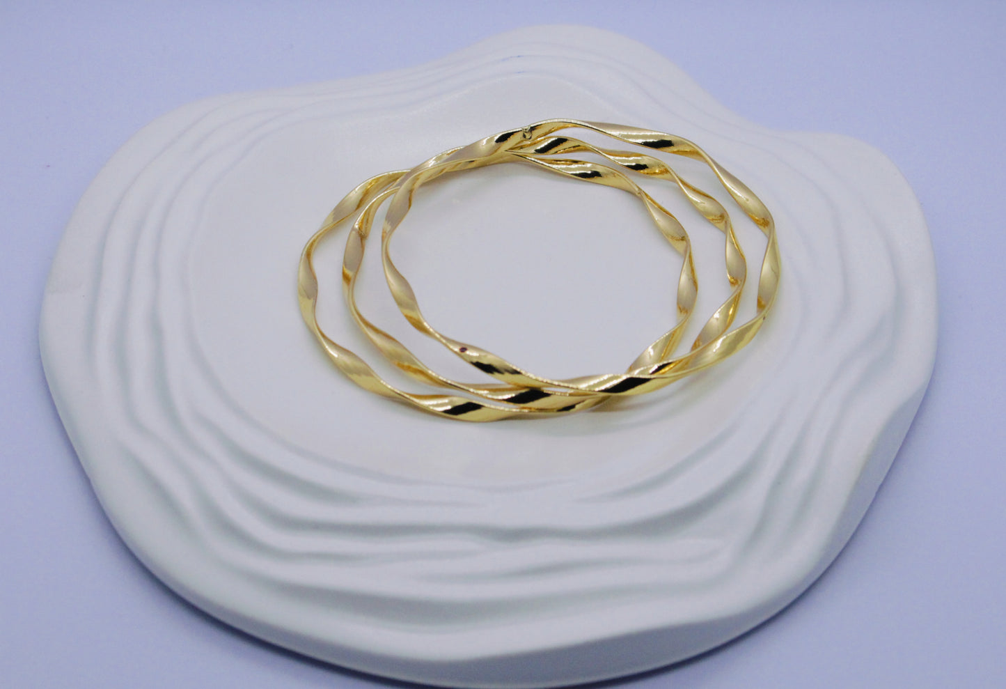 Golden Twisted Anti Tarnish Bangle Set Of 3 (FREE SIZE)