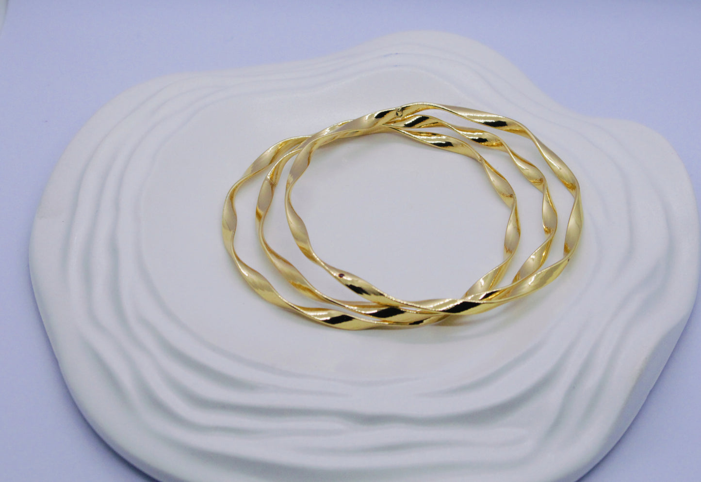 Golden Twisted Anti Tarnish Bangle Set Of 3 (FREE SIZE)