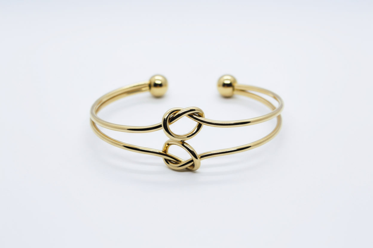 Gold Knot Cuff Bangle Bracelet (FREE SIZE)