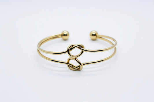 Gold Knot Cuff Bangle Bracelet (FREE SIZE)