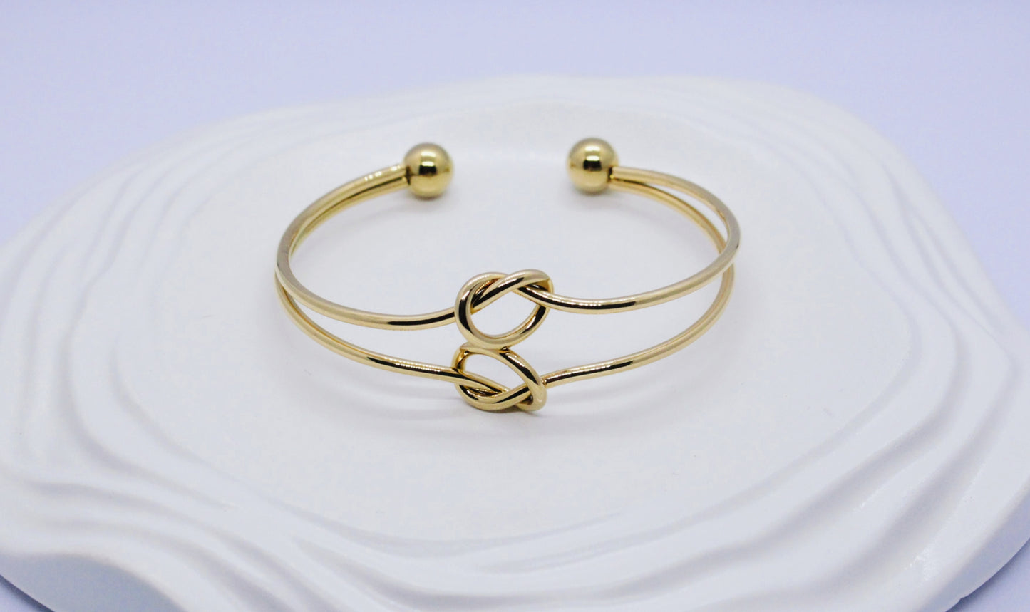 Gold Knot Cuff Bangle Bracelet (FREE SIZE)