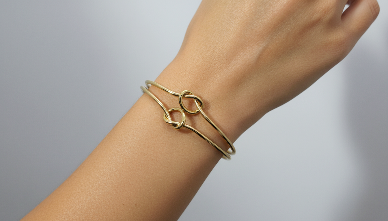 Gold Knot Cuff Bangle Bracelet (FREE SIZE)