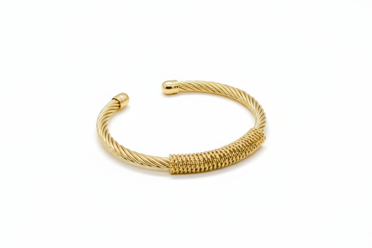 Twisted Cable Weave Cuff Bangle Bracelet (FREE SIZE)