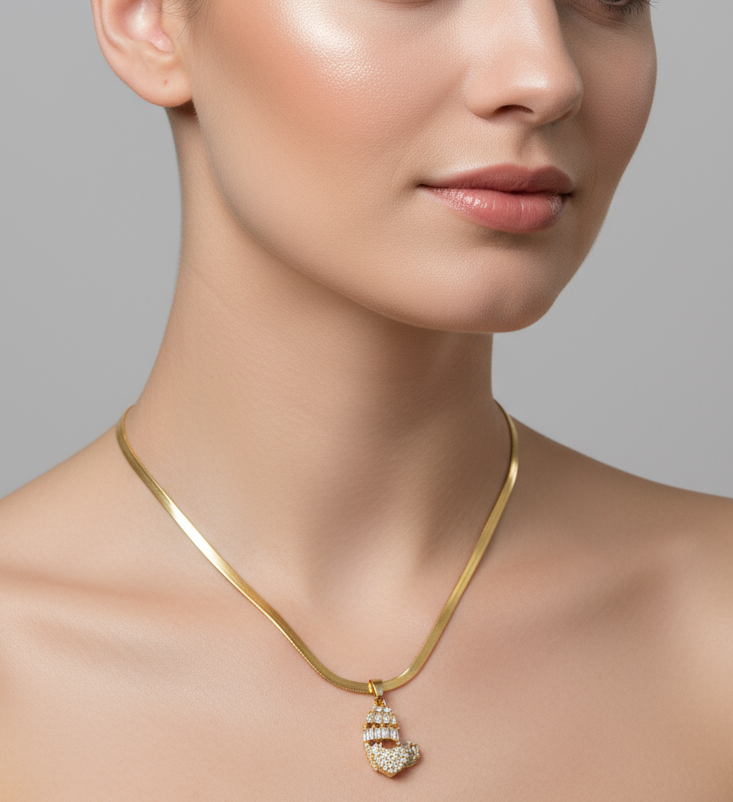 Heart Rotating Golden Necklace