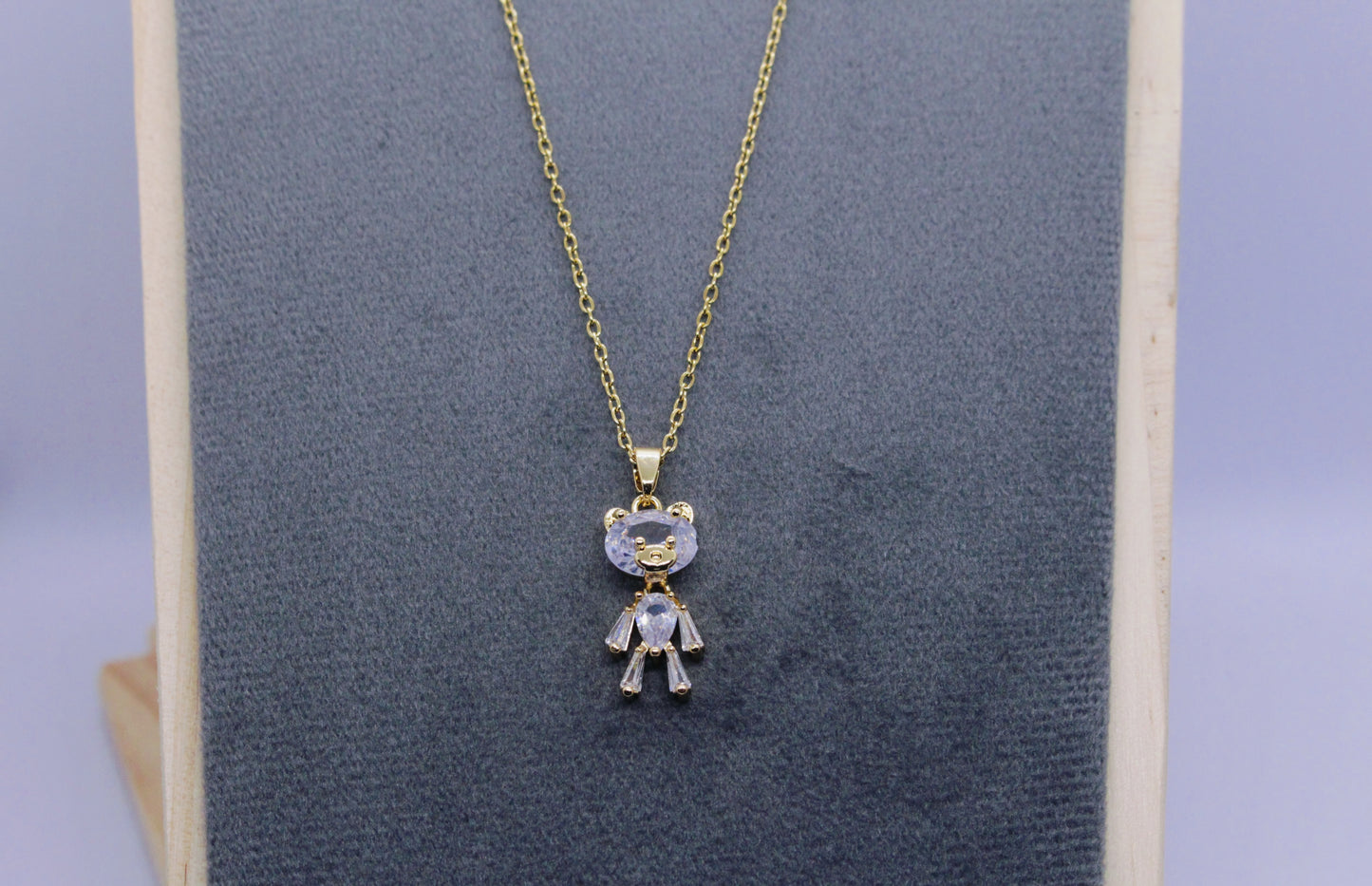 Crystal Bear Dainty Necklace