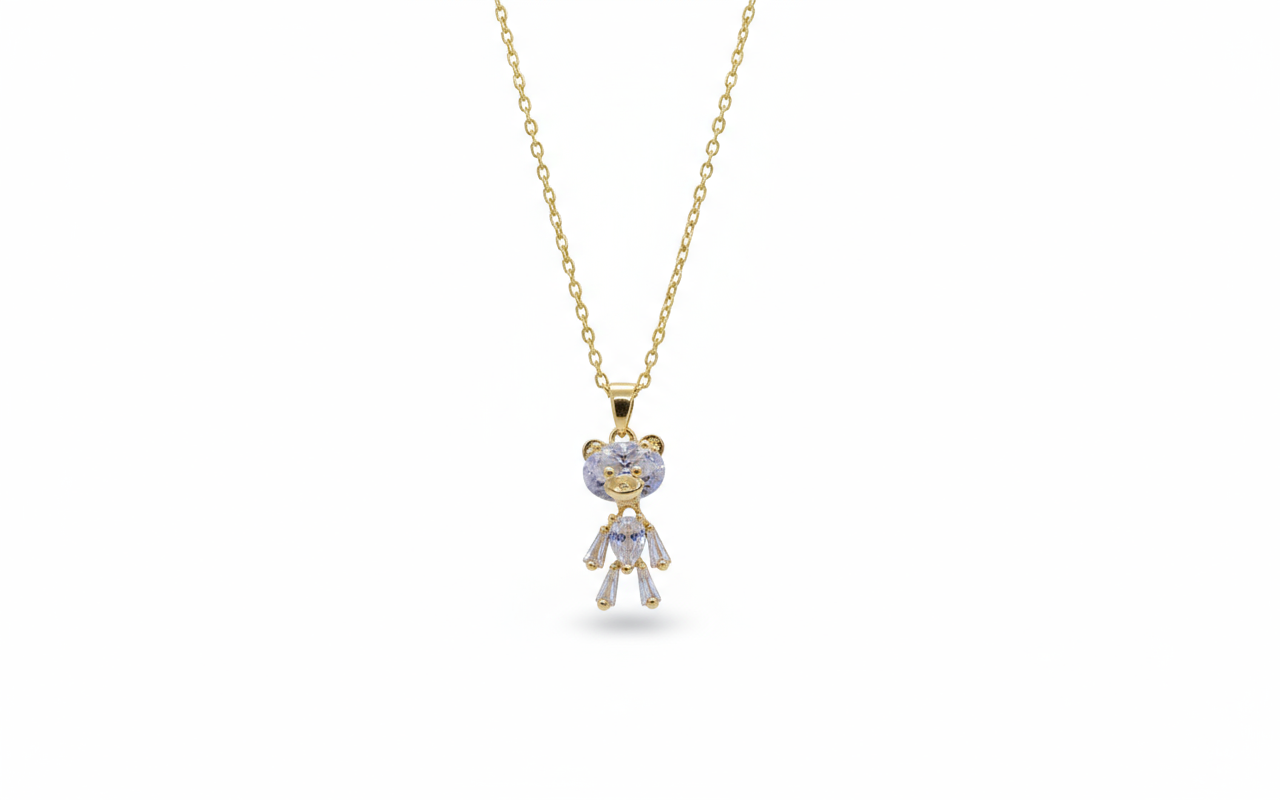 Crystal Bear Dainty Necklace