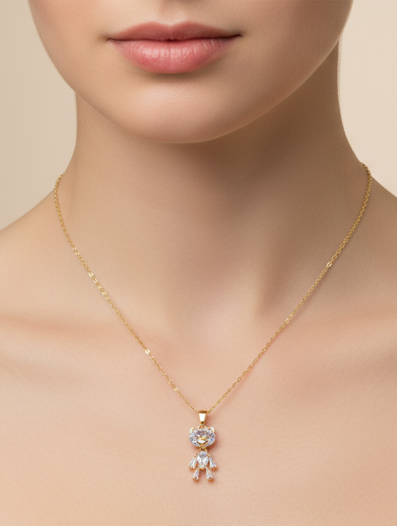 Crystal Bear Dainty Necklace