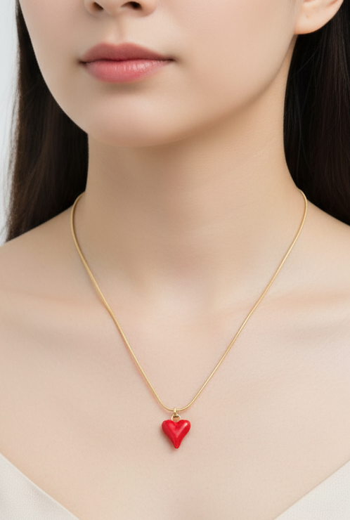Crimson Heart Minimalist Necklace