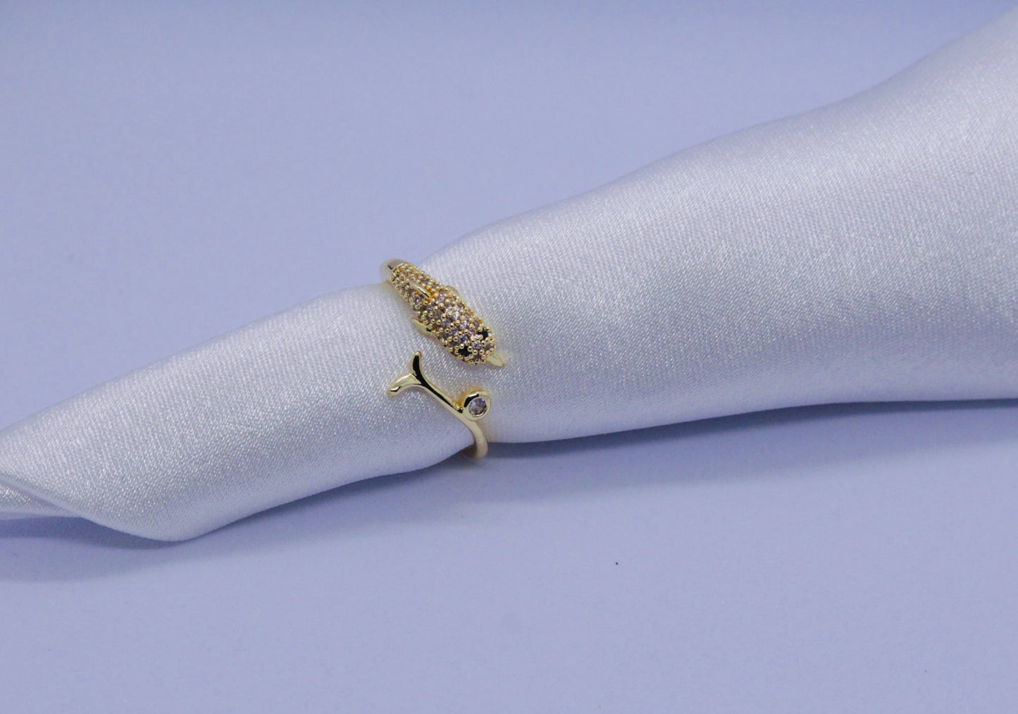 Dolphin Gold Diamond Ring (Adjustable Size)