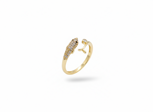 Dolphin Gold Diamond Ring (Adjustable Size)