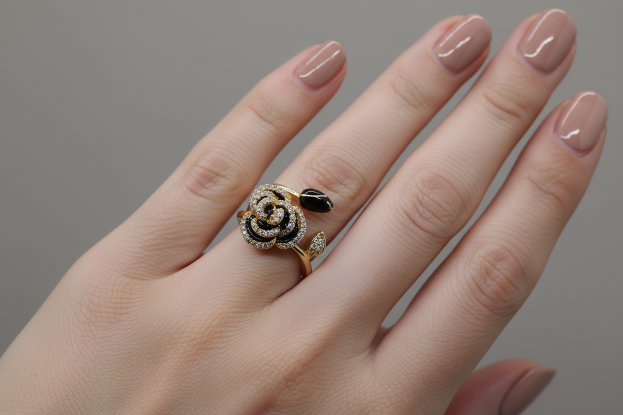 Black Rose Gold Ring (Adjustable Size)