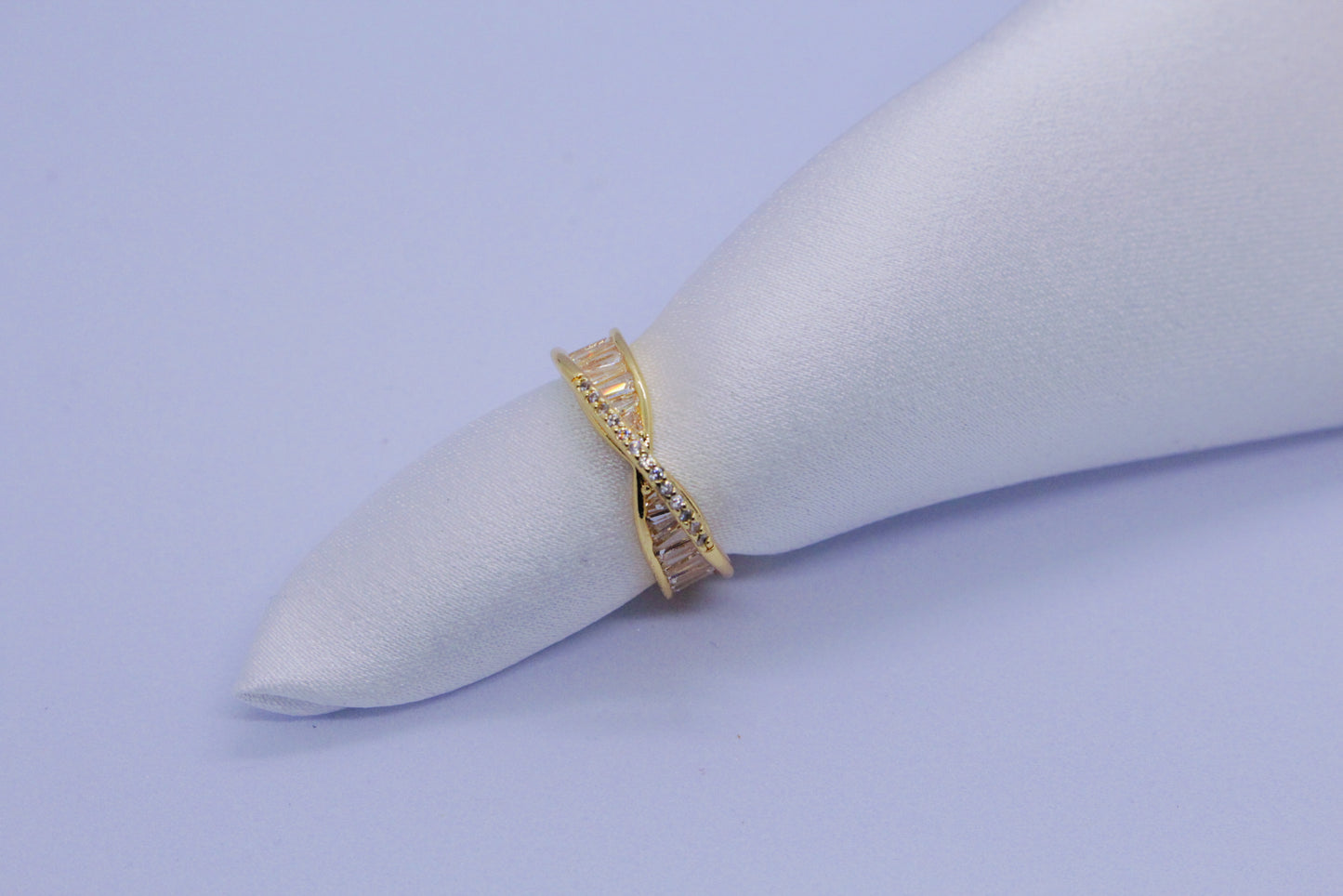 The X Band With Ladder Diamond Gold Ring (Adjustable Size)