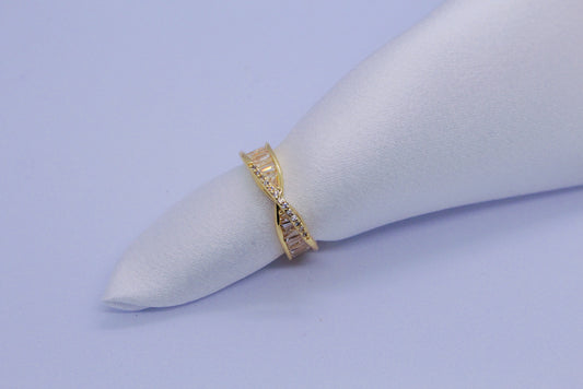 The X Band With Ladder Diamond Gold Ring (Adjustable Size)