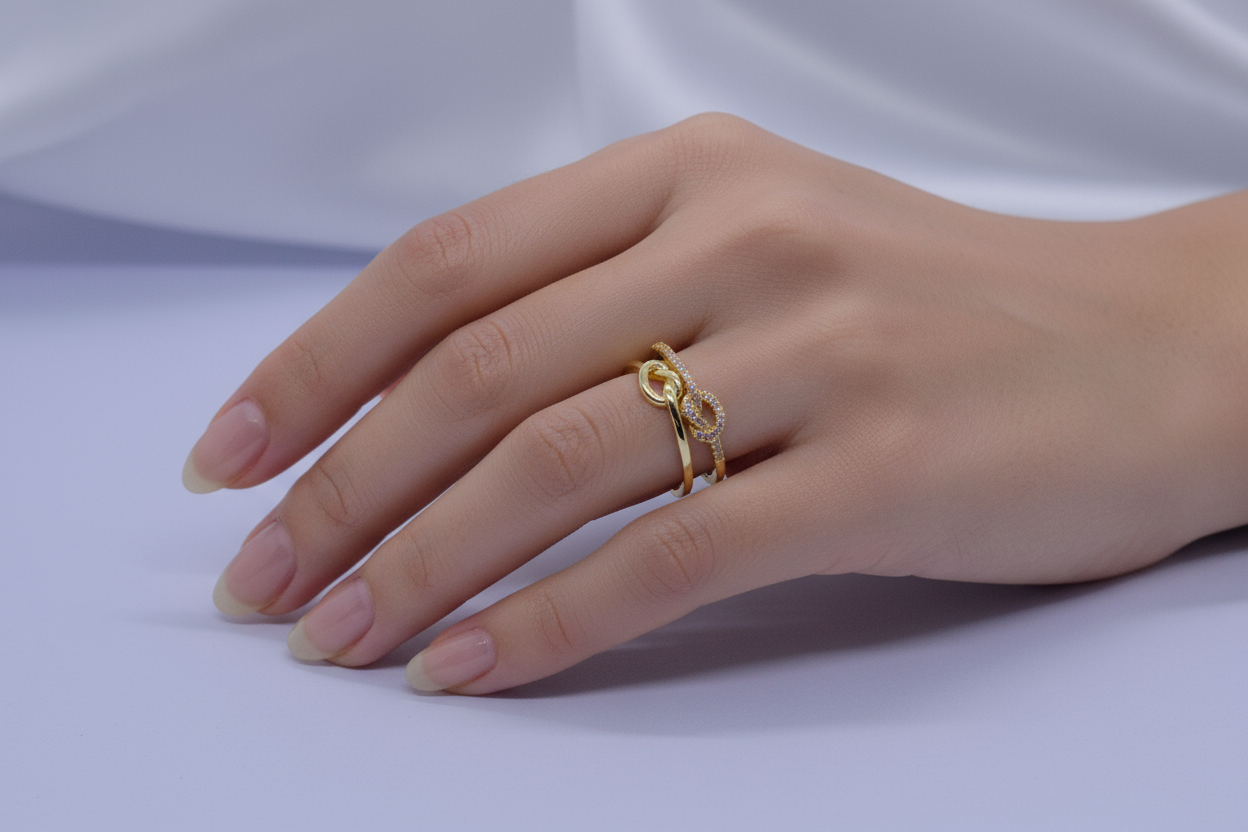 Double Band Knot Gold Ring (Adjustable Ring)