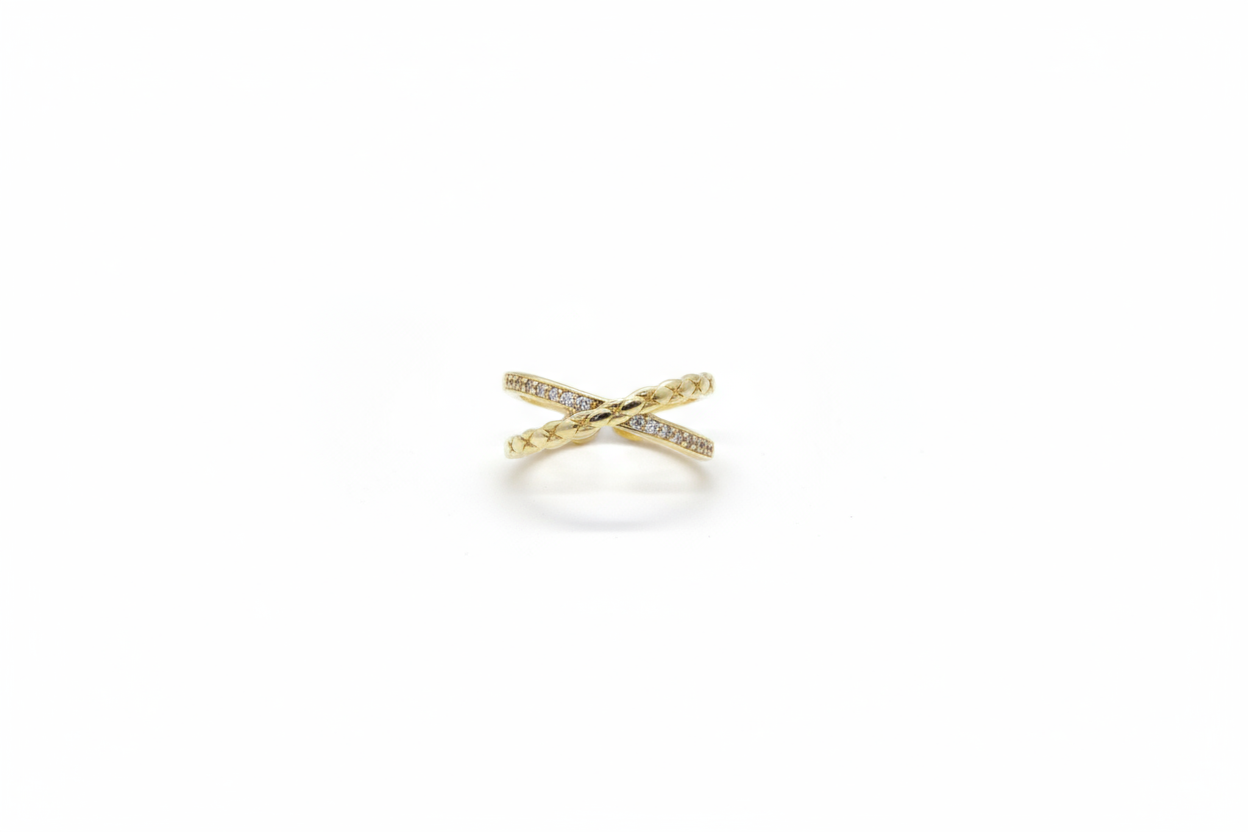 X - Diamond Golden Ring (Adjustable Size)