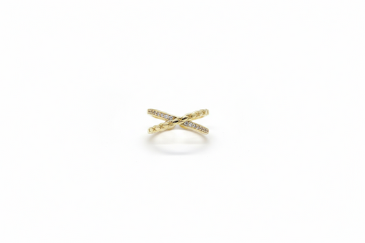 X - Diamond Golden Ring (Adjustable Size)