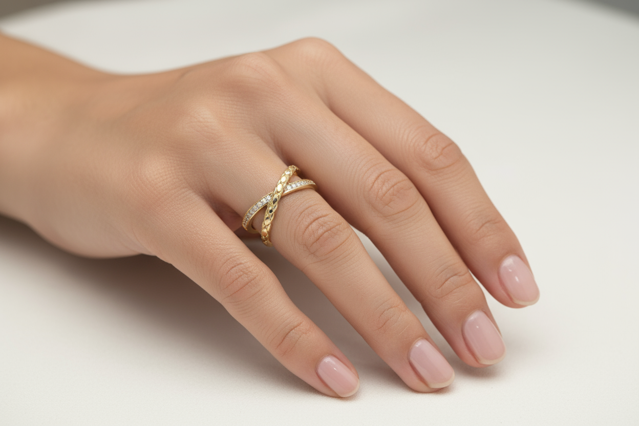 X - Diamond Golden Ring (Adjustable Size)