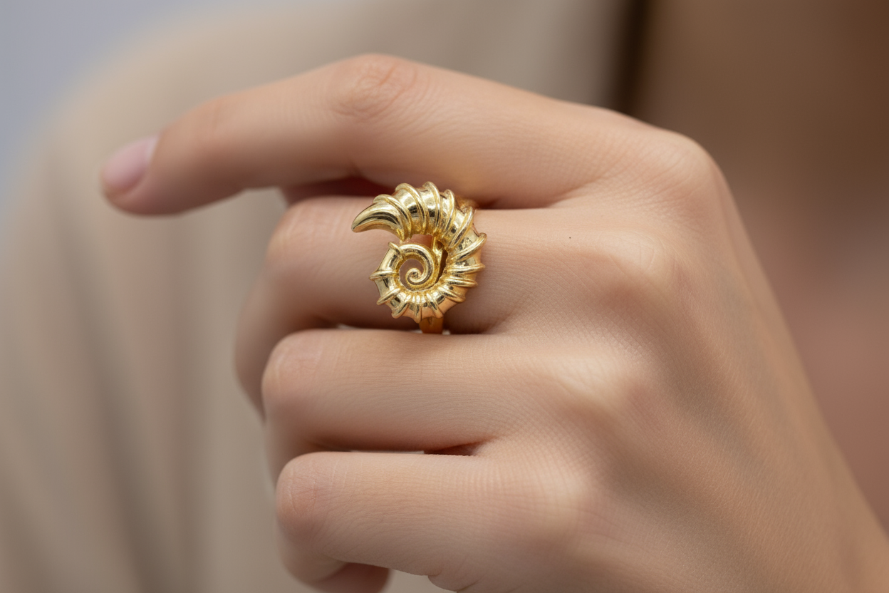 The Golden Snail Ring (Adjustable Size)