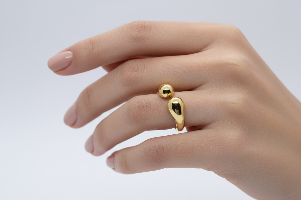 Raindrop Golden Ring (Adjustable Size)