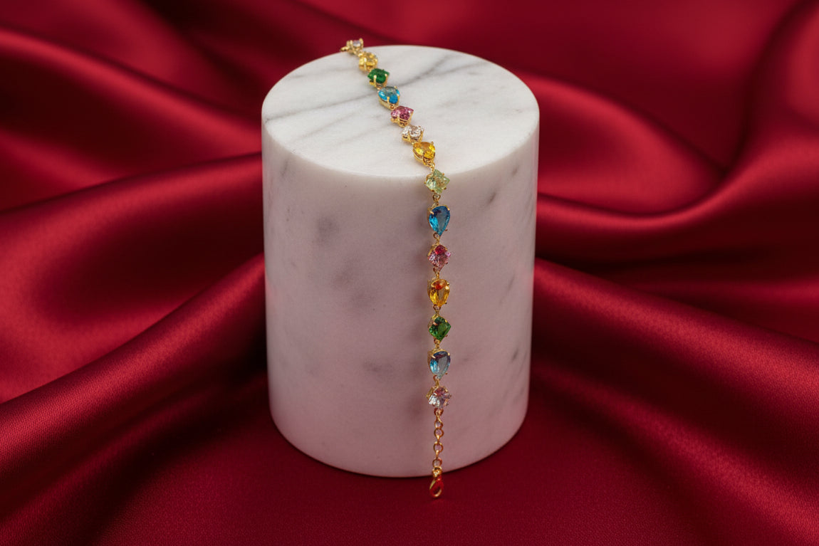 Multicolor Teardrop & Geometric Bracelet