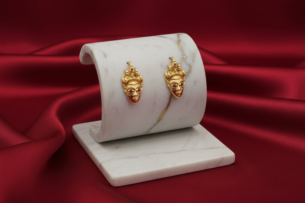 Tribal Mask Sculptural Earrings