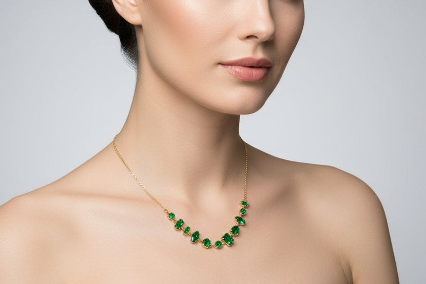 Emerald Gradient Station Necklace