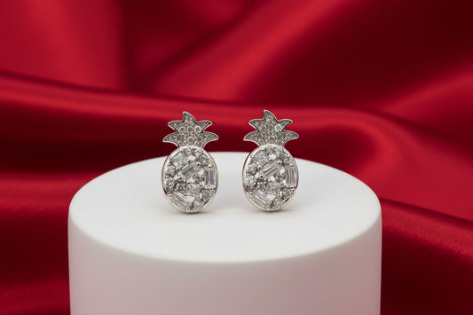 Pineapple Motif Crystal Stud Earrings