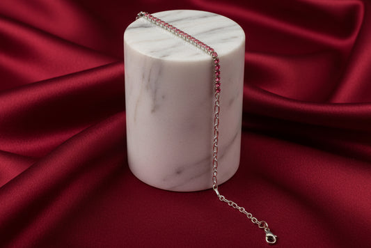 Pink Gemstone Curb & Link Bracelet