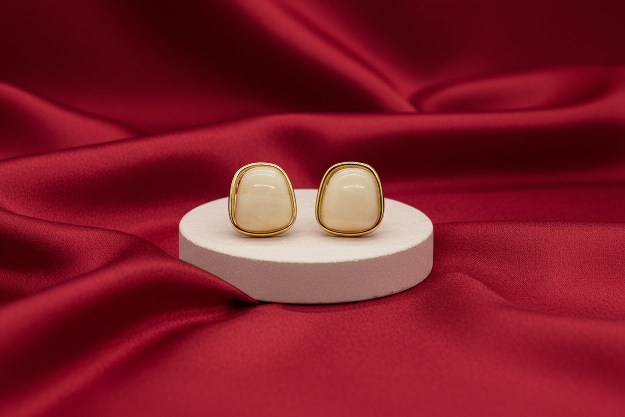 Modern Minimalist Opaque Stone Studs