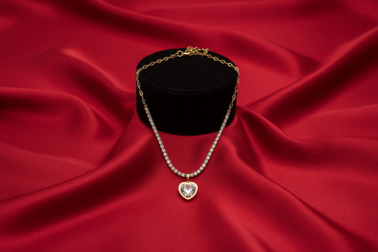 Crystal Heart Tennis Necklace