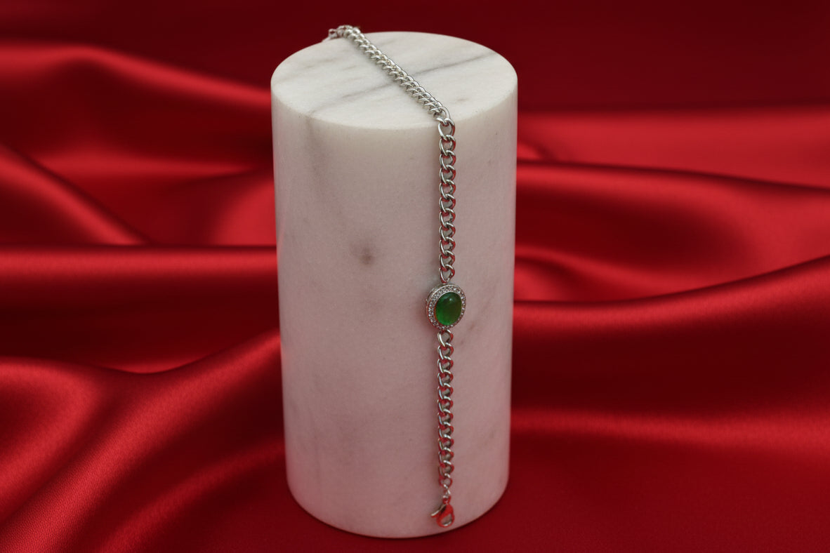 Green Jade-Style Oval Bracele