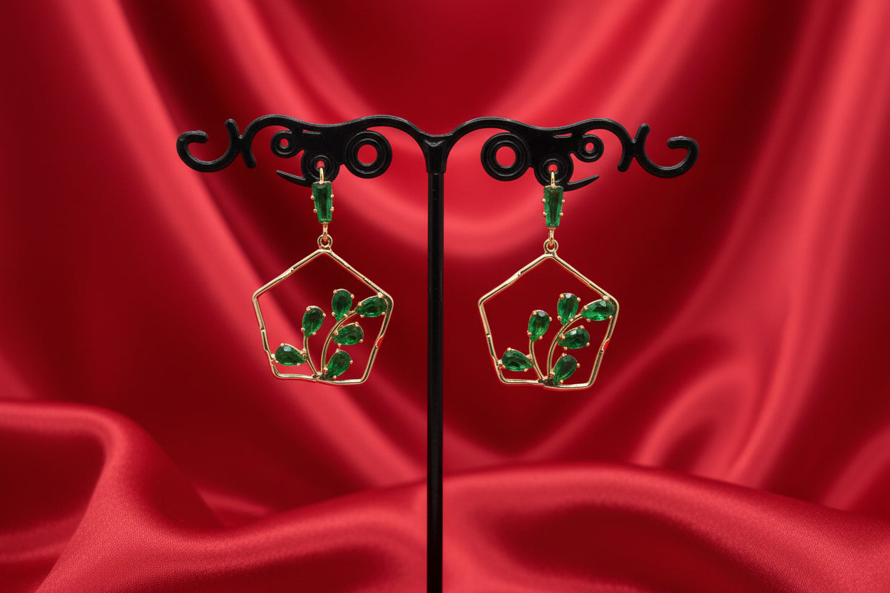 Emerald Botanical Hexagon Drops