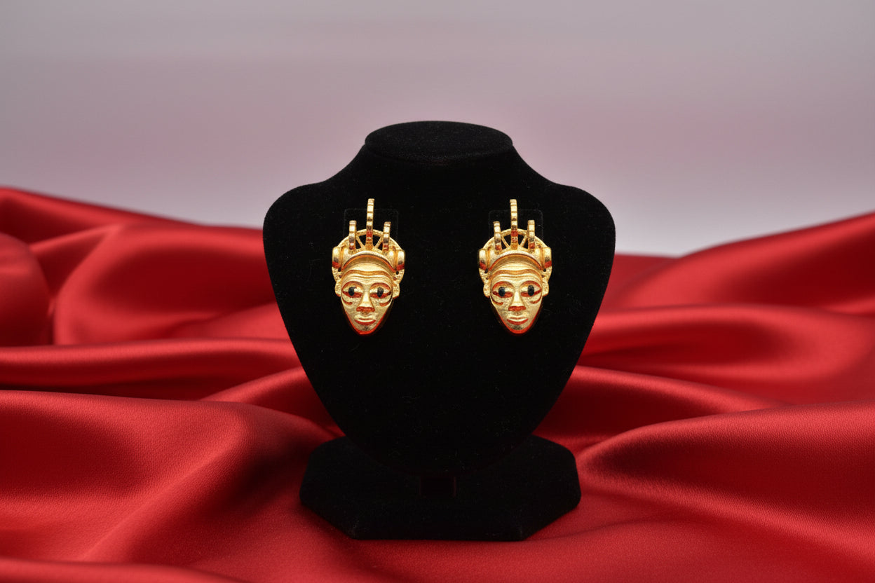 Tribal Mask Sculptural Earrings
