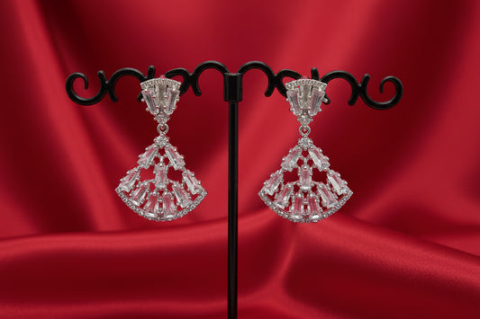 Art Deco Fan-Drop Crystal Earrings