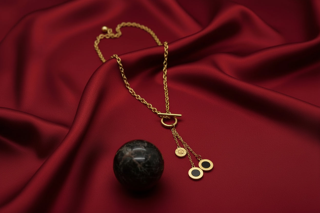 Paperclip Chain Heart & Gemstone Toggle Necklace