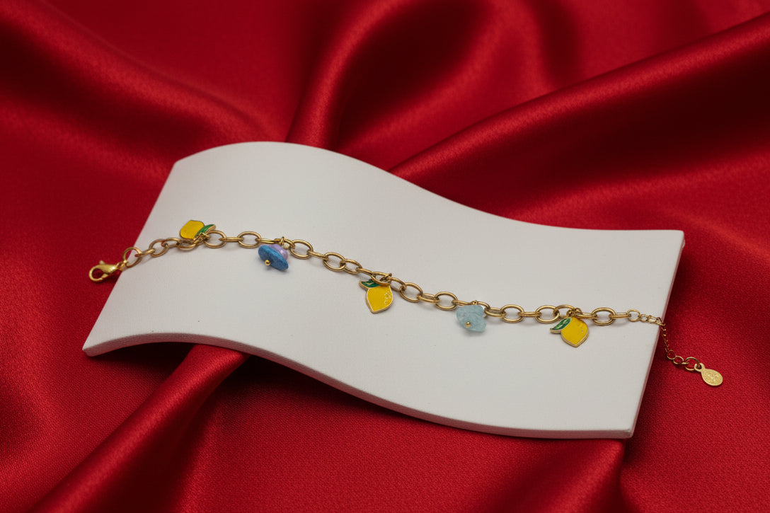 Lemon & Blue Stone Charm Bracelet