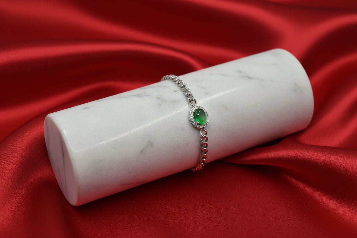 Green Jade-Style Oval Bracele